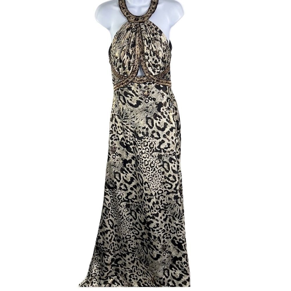 NV Couture ladies animal print sleeveless long formal dress size 8